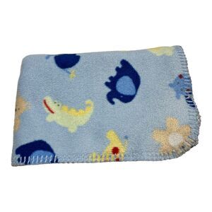 Circo Blue Baby Blanket Fleece Jungle Animals Bear Elephant Hippo Giraffe